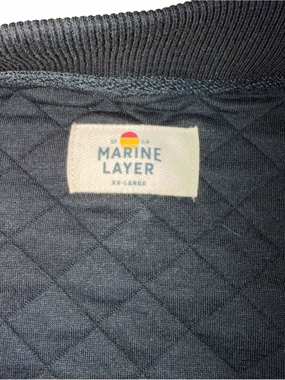 Marine Layer Men’s Corbet Quilted Bomber Jacket Black XXL Full Zip SageView Logo